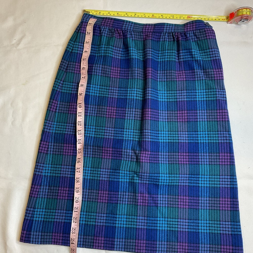 Pendleton Plaid Wool‎ Skirt Size 10 Lined Made In USA  Aline Midi Pencil Preppy - Picture 4 of 8